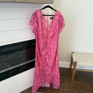 Revolve Majorelle Pink Floral Midi Dress